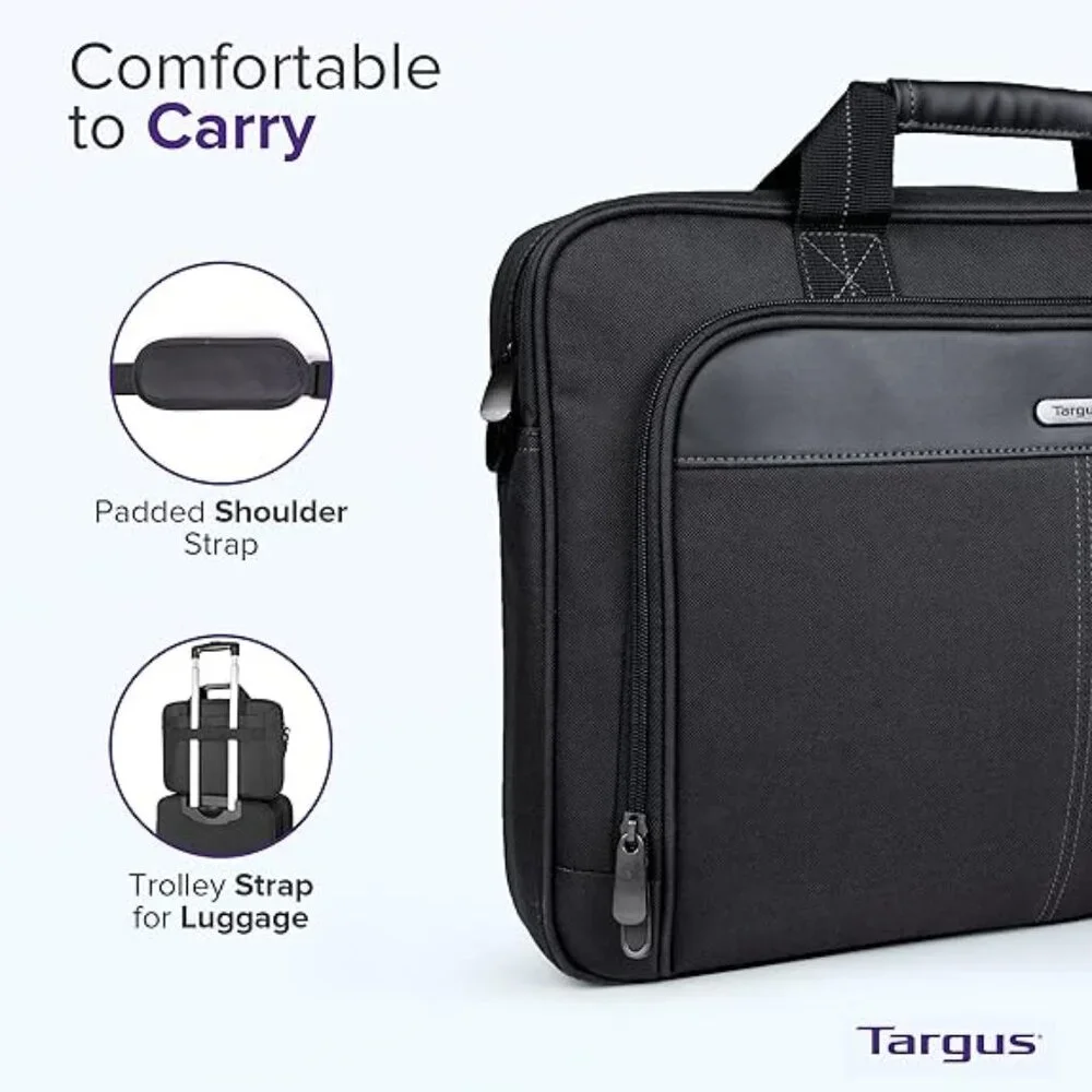 Targus Classic Slim Briefcase Messenger Ergonomic Padded Laptop Bag
